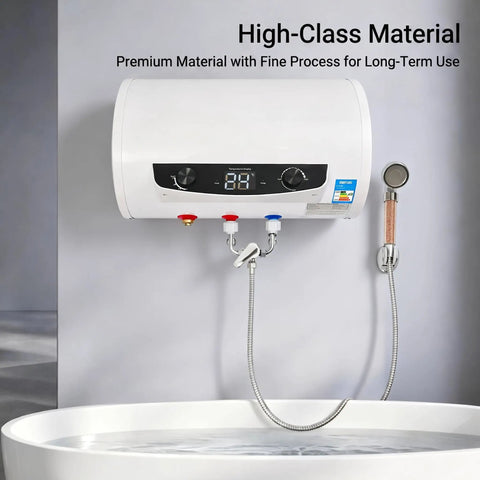35 Liter Electric Water Heater 9 Point 25 Gallon Roomy Tank 1500 Watt Smokin Fast Heat 110 Volt Wall Mount with temperature display.