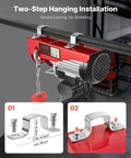 Electric Hoist With 14 Ft Wired Remote, 1320 Lb Capacity, 110V Winch shown with secure installation brackets