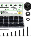 M3 Screw And Nut Hardware Kit With Washers And Hex Wrench, Assorted M3 Bolts And Nuts in labeled case for 3D printers and DIY projects