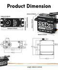 Product dimensions of GOTECK 35KG Digital Servo At 8.4V With Full Metal Gear IP67 Waterproof 180 Degree Steering 25T