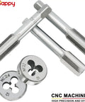 Close-up of taps and dies from 40 Piece Tap And Die Set With Metric M3 To M12 And SAE Sizes Pro Grade All In One Threading Kit.