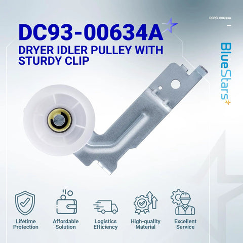 Upgraded Dual Ball Bearings Dryer Idler Pulley With Sturdy Clip Compatible With Samsung Dryers DV45H7000EW DV48H7400EW DV42H5000EW