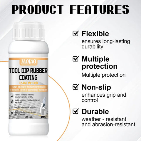Tool Dip Rubber Coating For Tools, Waterproof Flexible Rubber Dip For Metal Wood Plastic, Seals Gaps, Weatherproof Protective Coating, Easy To Apply White Finish on 150g bottle