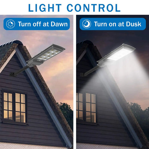 Next Gen Solar Street Light Outdoor 3000W Flood Light 300000LM 384 LEDs IP65 Waterproof Dusk Till Dawn mounted on house