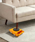 Rock Solid Workhorse 4 Piece Furniture Dolly Set, 3300 Lbs Capacity Industrial Machinery Skates under sofa leg for easy transport.