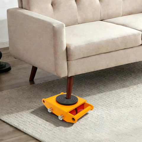 Rock Solid Workhorse 4 Piece Furniture Dolly Set, 3300 Lbs Capacity Industrial Machinery Skates under sofa leg for easy transport.
