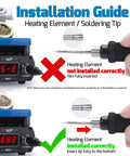 Pro Grade Precision Soldering Iron Station With Temperature Control Preset Channels C to F Conversion Sleep Mode Auto Shutdown Calibration Tools Compatible With C210 Tips For Micro Component Soldering installation guide showing tip fully inserted
