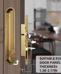 Pocket Door Lock Hardware Set With Privacy Handle, Hidden Pull And Recessed Latch, Easy Install For 1.77 To 2 Inch Thick Wooden Doors, Circular Gold Finish