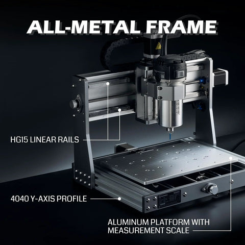 Genmitsu 3020-PRO Ultra CNC router with all-metal frame and aluminum work bed