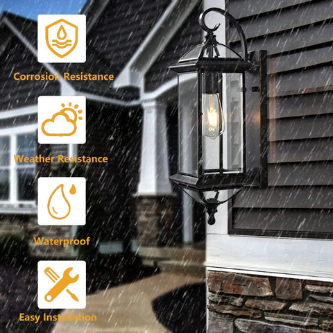 Copper Outdoor Wall Light 20 Inch Oil Rubbed Bronze Anti Rust Exterior Lantern Waterproof Wall Mount Porch Light in rain