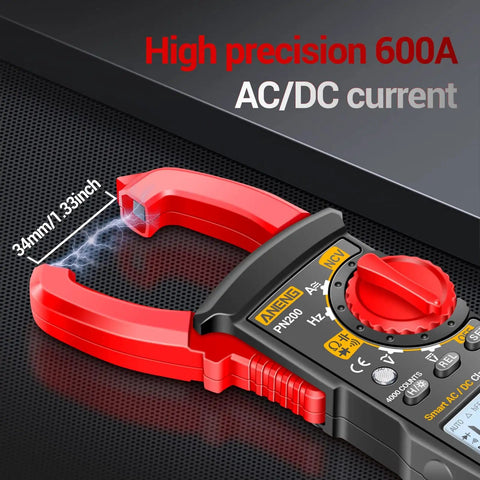 Close-up of All-In-One Digital Clamp Meter Multimeter For AC And DC Current And Voltage NCV Capacitance Resistance