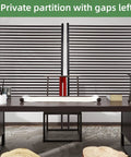 Rock Solid Outdoor Privacy Screen 43 Inch Long 70.8 Inch High Metal Fence Panel with airy slat design in interior setting