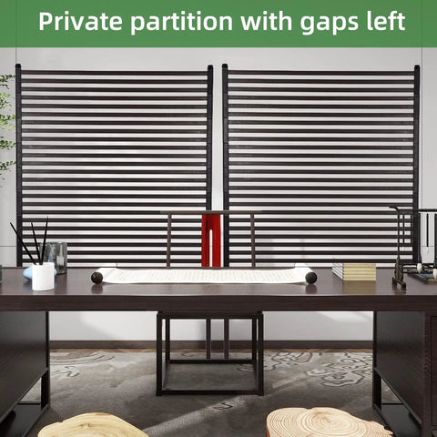 Rock Solid Outdoor Privacy Screen 43 Inch Long 70.8 Inch High Metal Fence Panel with airy slat design in interior setting