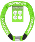 Heavy Duty Metal Digital Dial Chain Lock For Bikes And Electric Scooters Three Point Two Foot Long With 5 Digit Keyless Combination Security Anti Theft Neon Green For Bike Electric Scooter E Bike Motorcycle on white background