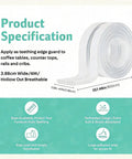 Baby Furniture Edge Protector Crib Rail Teething Guard With Plush Foam Bumpers For Toddler Safety, 3.88cm wide, 4M long, breathable.