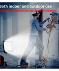 JUDYSSY New Led Floodlight Three-Color Light Adjustable Brightness Spotlight in use during construction for indoor and outdoor applications.