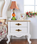Dresser with Euro Rose Floral Ivory Cabinet Knobs With Backplates Set Of 5 Drawer Pulls for bedroom decor.