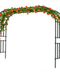 Square Tube Garden Arch Trellis For Climbing Plants Outdoor Metal Arbor Black 126 Inch Wide 98 Inch High Tall Entrance For Roses