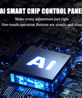AI Smart Chip Control Panel with blue backlighting, designed for easy one-touch operation and adjustments, technology focus.
