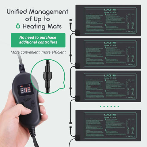 Four Pack Seedling Heat Mats With Digital Thermostat Controller For Seed Starting And Germination, 10x20.75 Inches Waterproof Mats For Hydroponics, Greenhouses, Indoor Gardening And Propagation