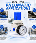 Adjustable Air Pressure Regulator For Compressors With Gauge From Zero To One Hundred Sixty PSI Industrial Grade Aluminum Body
