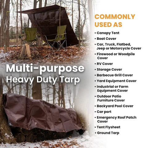 Heavy Duty Poly Tarp Cover 16 Mil and 10 Mil with Grommets and Reinforced Edges, 6 x 8 Feet, True to Size, multi-purpose tarp in forest