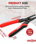 8 Inch Wire Stripper And Crimping Pliers Multi Function Tool with red ergonomic handle, 210mm size, weight 185g