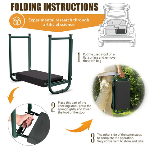 Folding instructions for Foldable Garden Kneeler And Seat With Anti Tipping Frame Widened Thick Soft Kneeling Pad Heavy Duty Gardening Stool