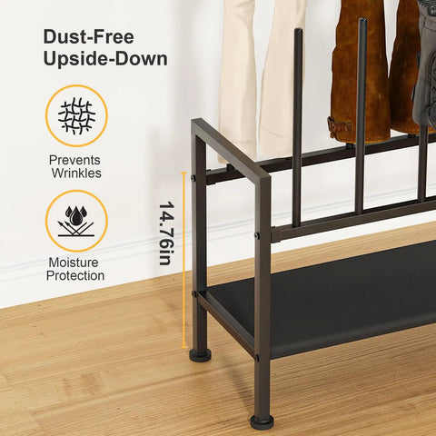 Free Standing Boot Rack With Upside Down Design, Heavy Duty Black Metal Shoe Organizer For Knee High Boots And Sneakers, Real Deal Storage Solution That Stashes Your Kicks Without Stepping On Your Toes