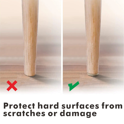 Comparison of chair leg on hardwood, without and with Self Adhesive Felt Furniture Pads For Hardwood Floors, 8 Pack.