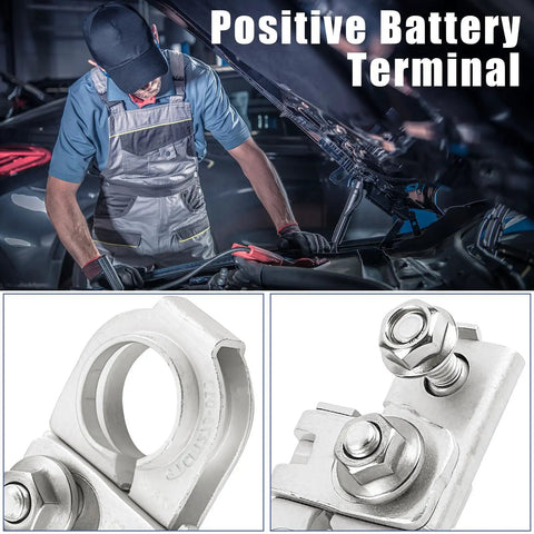 Top Shelf Positive Car Battery Terminal Connector With Solid Nuts For Hyundai Accent Azera Veloster Genesis G80 G90 Kia Sedona Soul Rides 2015 Through 2020 Tough Swap Out showing close-up of the connector and nut detail.