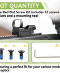 Top Shelf 12 Pcs Red Dot Screws Set Mounting Holosun 407C 507C 508T On Glock MOS And CZ P10 C showing 12 screws and a tool.