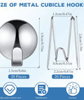 40 Pieces Cubicle Hooks Set For Fabric Wall And Panel Hangers, Photo Clips And Wire Hooks shown with size dimensions