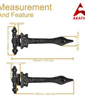 Dimensions of Heavy Duty Gate Hinges For Wooden Fences 8 Piece Set In Black Matte Finish Cast Iron With Electrostatic Coating