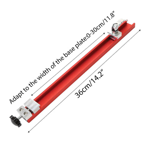 Adjustable Circular Saw Guide Rail Aluminum Alloy Universal Base Jig for Milling, 36cm length with measurement labels