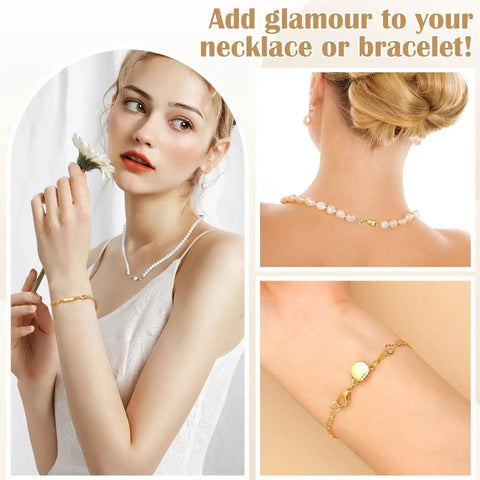 Woman wearing jewelry with 24 Pcs Magnetic Necklace Clasps Set In Round Cylindrical And Tubular Styles, Silver And Gold Finishes