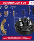 Brake Drum Hub Repair Kit With Shoes And Springs For TXT Golf Carts 1996 Up Electric Models diagram with dimensions OEM Replacement 19186G1 70794G01 70795G01.