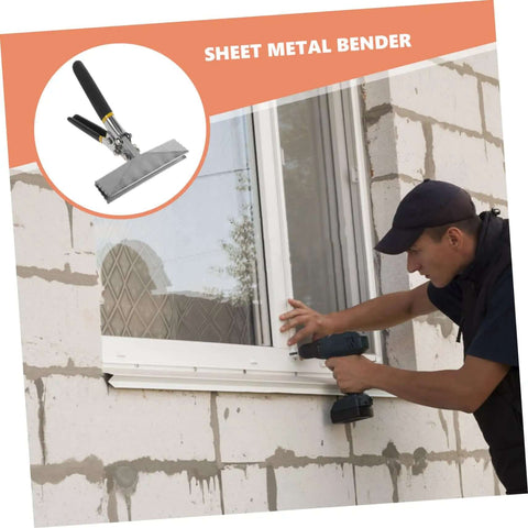 Handyman using Metal Bending And Seaming Pliers Lock 150mm Flat Plate Jaw Sheet Metal Bender for tightening window frame