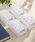 4 Pack Cable Organizer Box With 28 Clear Compartments For Switch Cords And Power Cables Desktop Cable Management Box, white stacked