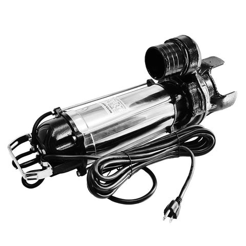 Badass 3HP Submersible Water Pump With Float Switch Heavy Duty Replacement For Tsurumi 12Pn 30391 side view with power cord.