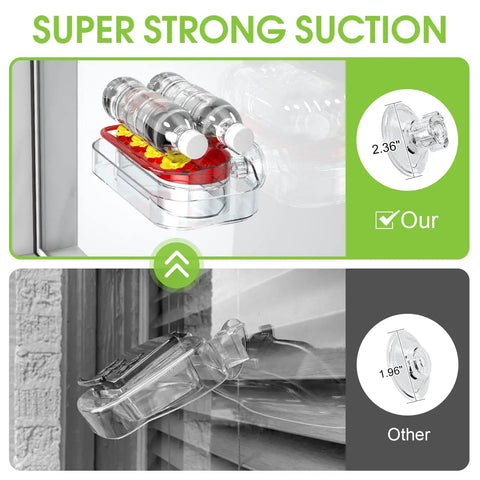 Comparison of two suction cup sizes with Two Pack Window Hummingbird Feeder With Four Feeding Ports attached to a window