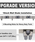 Heavy Duty Wall Mount Broom And Mop Holder With Four Racks And Five Hooks Built To Last Stainless Steel Wall Organizer close-up