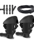 Front Windshield Washer Nozzles Kit For Pilot 2009 To 2012 2014 2015 Direct Fit Replacement With Front Wiper Spray Jet And Fluid Hose Connectors