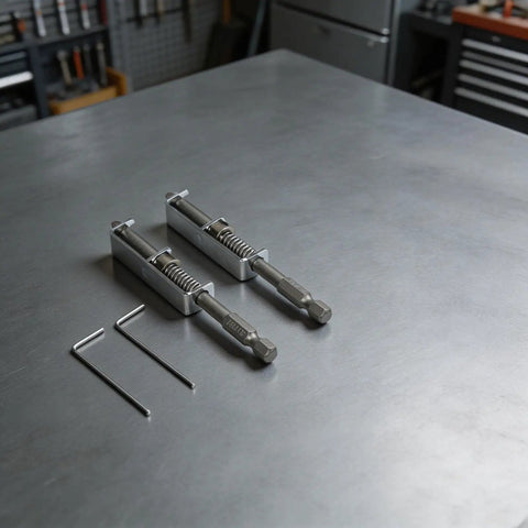 Super Cool Spring Loaded Screwdriver Bit Extension With Non Magnetic Grip For Slotted And Phillips Torx Bits In Silver on workbench