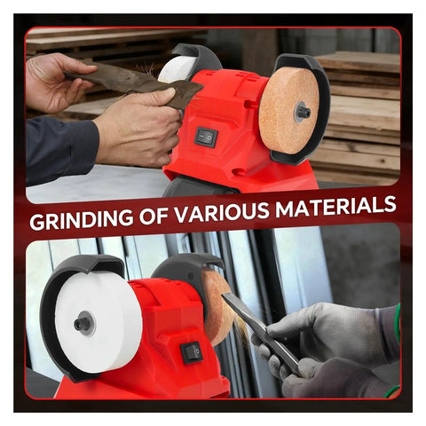 Heavy-Duty Cordless Bench Grinder With Dual Wheels For Metal Polishing And Sharpening High Speed 5500Rpm Electric Tool For DIY Projects grinding steel and brass.