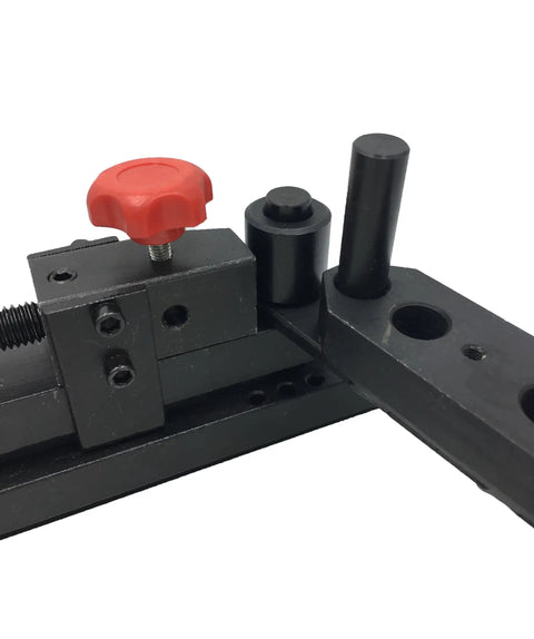 Close-up of Pro Grade Handy Manual Bench Mounted Mini Universal Bending Bender with Hardened Tool Steel components