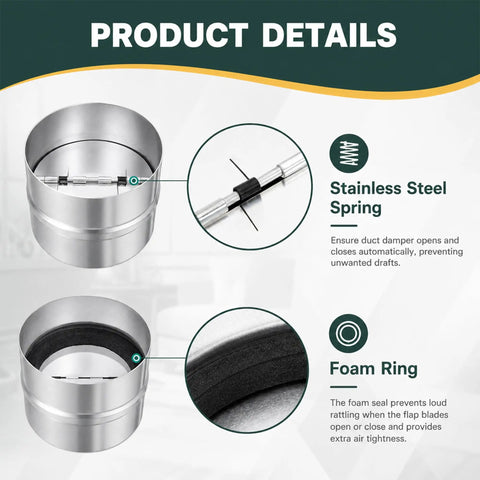 Snag This Heavy Duty 4 Inch Backdraft Damper With Spring Loaded Inserts To Slam Shut Against Crunky Drafts And Stinky Odors Backflow In Your Metal Duct Work Perfect For Range Hoods Dryer Vents And Bathroom Exhaust Fans To Keep Your Rig Airtight And Fresh