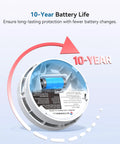 Must Have 10 Year Battery Smoke Alarm With Photoelectric Sensor For Home And Bedroom UL217 Listed Fire Safety Alarm With Low Battery And Fault Warning GS525A 6 Pack, 10-year battery
