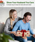 Couple sharing a surprise gift moment with Thick Double Wide Hat Storage Boxes For Baseball Caps Hold Up To Eighty Snapbacks.