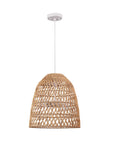 Galen 2-Light Chandelier With Bamboo And Rattan Shade, White Canopy And Cord, Japandi Style Modern Rustic Lighting for Indoor Use